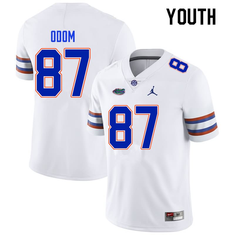 Youth NCAA Florida Gators Jonathan Odom #87 Stitched Authentic Nike White College Football Jersey UAS0765EF